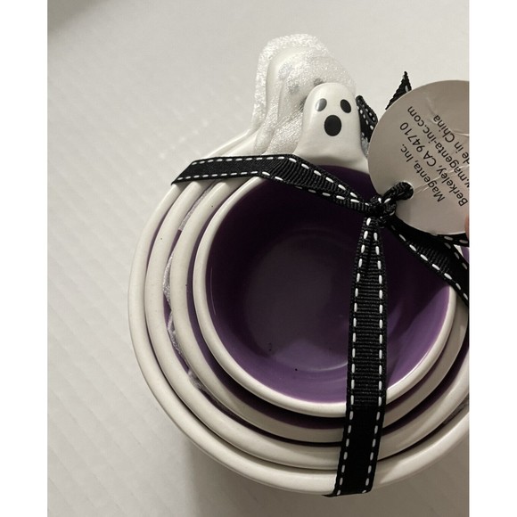 Rae Dunn 2023 Halloween White Ghost Measuring Cups - Purple Inside NWT - Picture 5 of 9